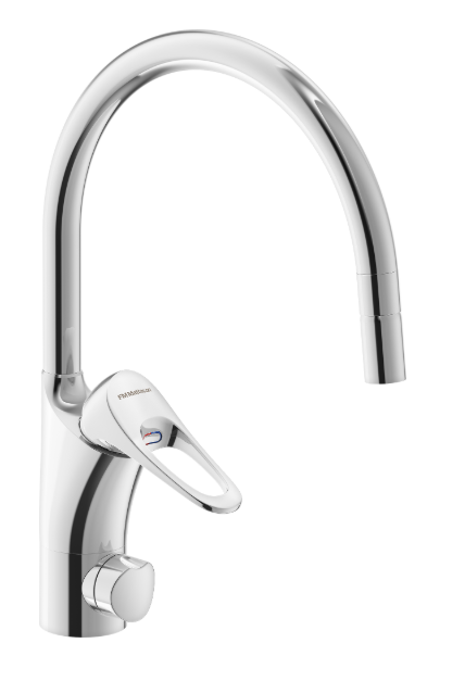 FM Mattsson 9000XE Köksblandare hög C-pip med avstängning, Ledbar strålsamlare