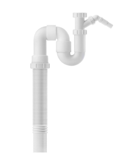 Jafo Diskbänksvattenlås Enkel Med Slang Vit