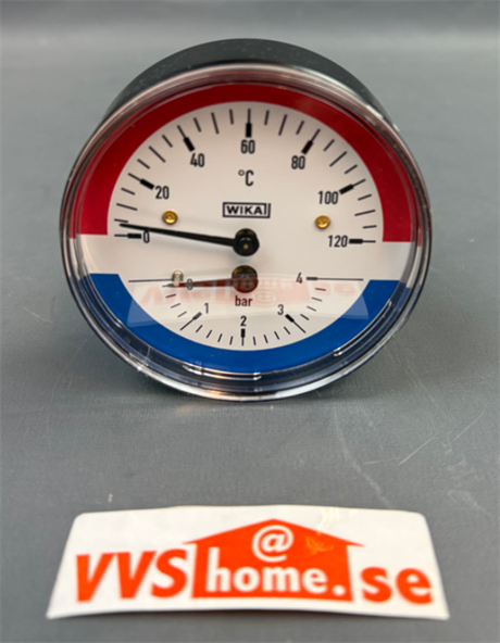 Värmebaronen Hydrotermometer 0-4 bar, 20-120°C