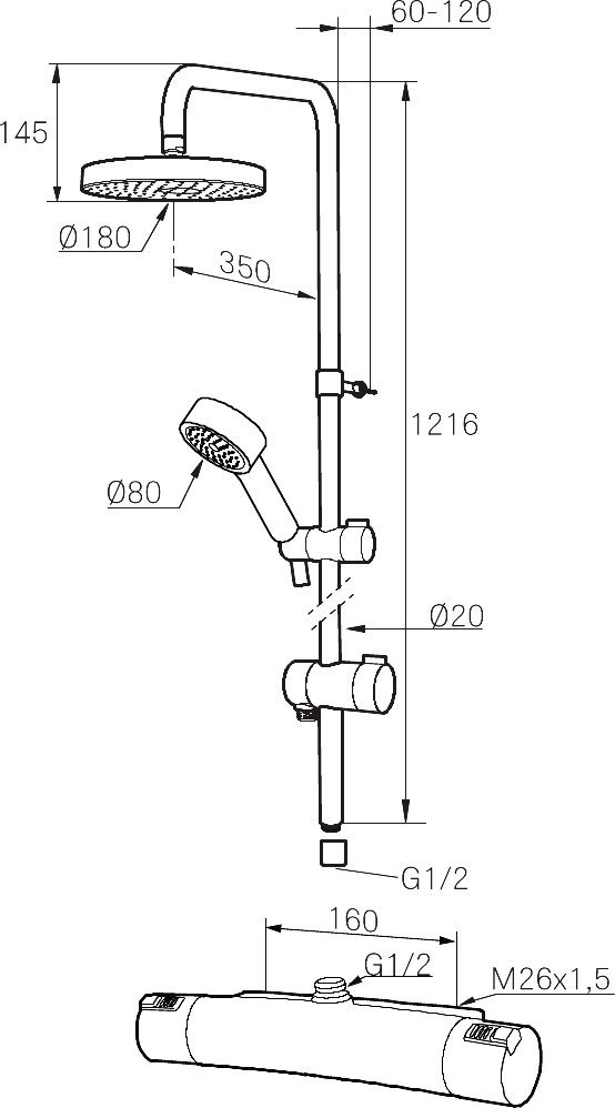 Köp Mora Armatur MMIX Shower Kit 160C/C med blandare VVS home.se