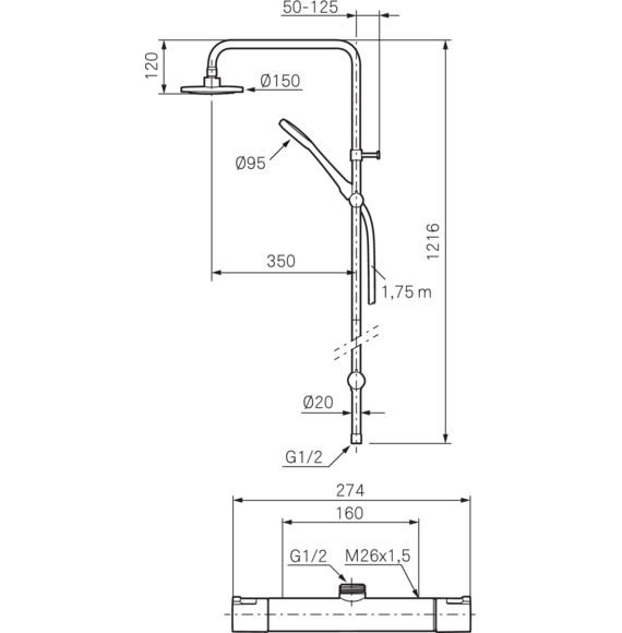 Köp Mora Armatur Cera Shower System Kit 160 c/c VVS Home.se