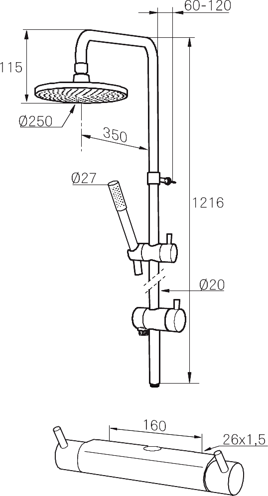 Köp Mora Armatur Inxx Shower System kit 160 c/c Krom VVS home.se