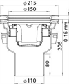 Purus Golvbrunn SAGA ställbar botten 150x110